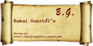 Bakai Gusztáv névjegykártya